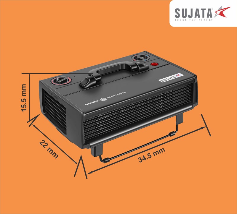 Sujata Heat Convector | 1 Year Warranty, 2000W | Room Heater for Bedroom, Heater for Room in Winter, Fire Resistance PVC Wiring, Adjustable Height & Thermostast for Temperature Control (SRH36- Black) - Image 2