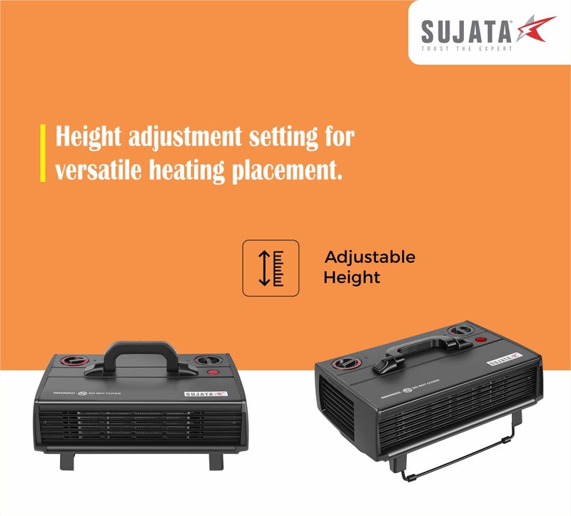 Sujata Heat Convector | 1 Year Warranty, 2000W | Room Heater for Bedroom, Heater for Room in Winter, Fire Resistance PVC Wiring, Adjustable Height & Thermostast for Temperature Control (SRH36- Black) - Image 4