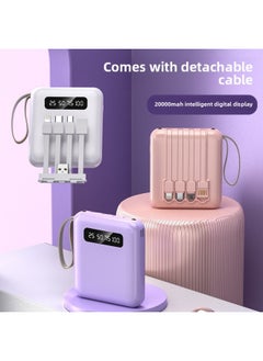 Generic Mini Self-belt Line Large Capacity Charging Treasure 20000 MA Fast Charging Mobile Power Gift Custom LOGO-Color:White [indicator Light Display]-Power Capacity:20000 Ma  - Image 3
