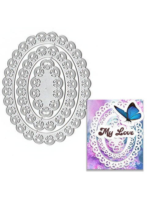 Oval Nested Frame Cutting Dies for Card Making and Photo Album Decorations Hollow Floral Lace Die Cuts Oval Background Dies Stencils Embossing Template for DIY Scrapbooking Craft