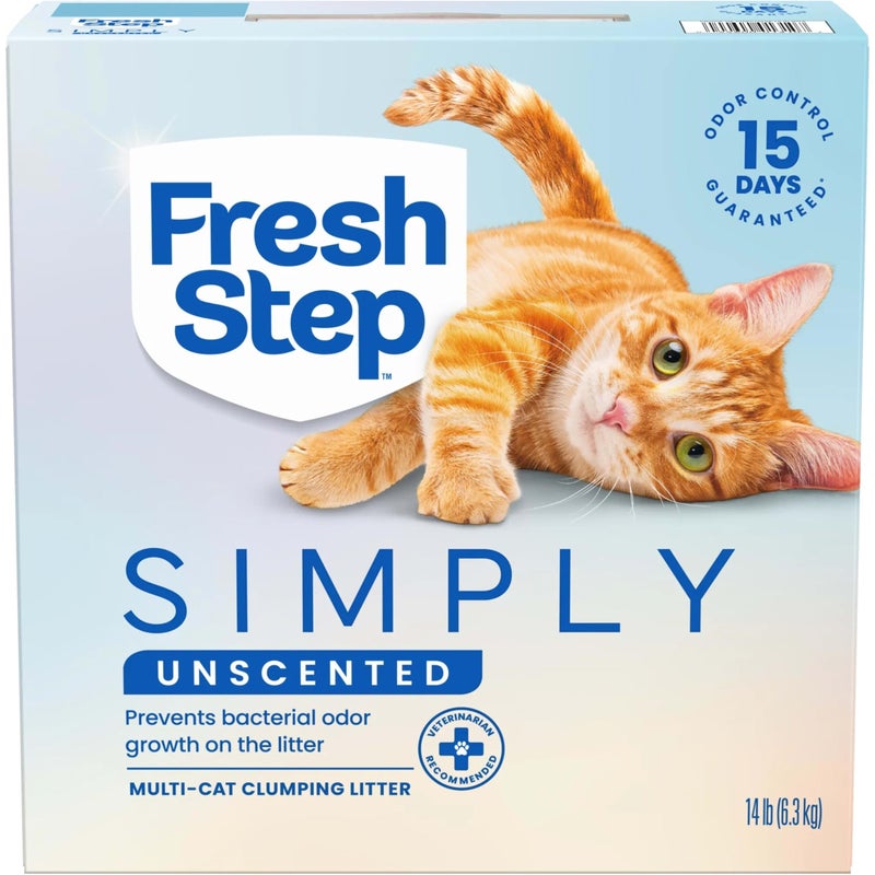 Fresh Step Simply Unscented Clumping Litter, Fresh Step Unscented Cat Litter With Activated Charcoal Technology, 14 lb. Box - Image 1