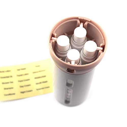 CHIVENIDO Travel Dispenser Toiletries Containers:4 in 1 Travel Dispenser,40ml/4 Pcs 4 in 1 Travel Bottle Refillable Lotion Shampoo Gel TSA Approved Travel Dispenser Bottles with Labels(Pink) - Image 4
