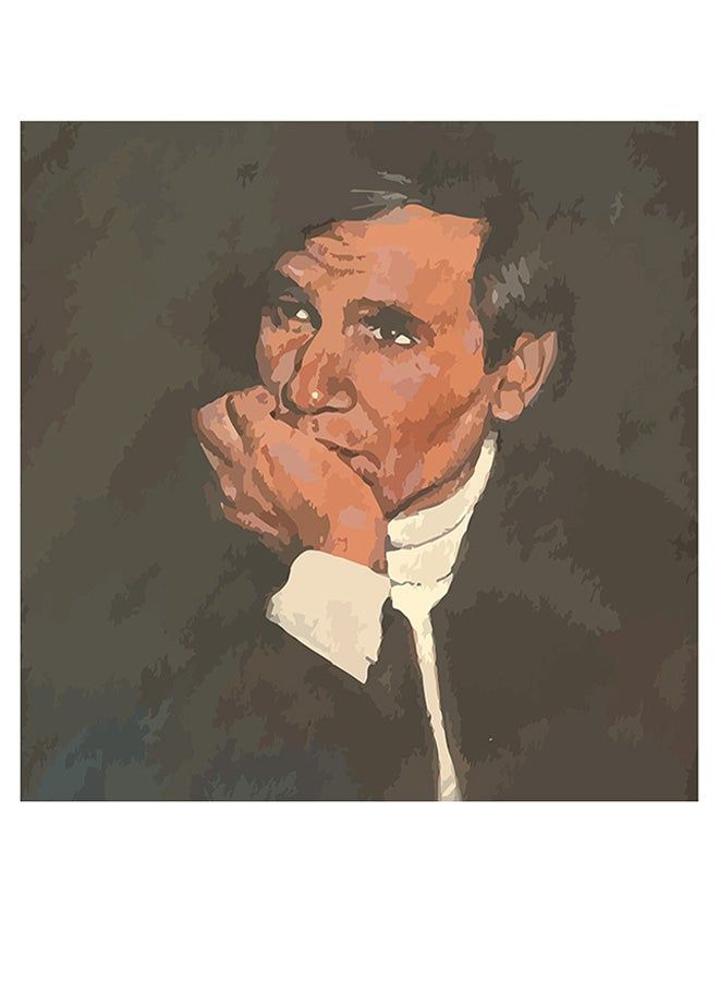 RYN Arab Artist Abdel Halim Hafez Printed Wall Art Black/Brown/White 30x30cm - Image 1