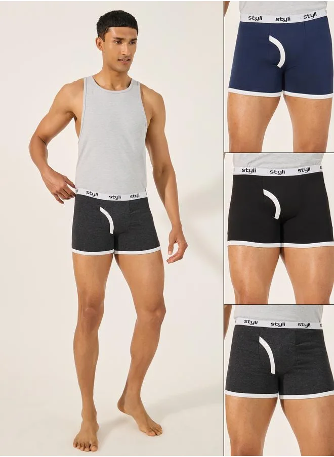 ستايلي Styli Set of 3 - Cotton Stretch Long Trunks