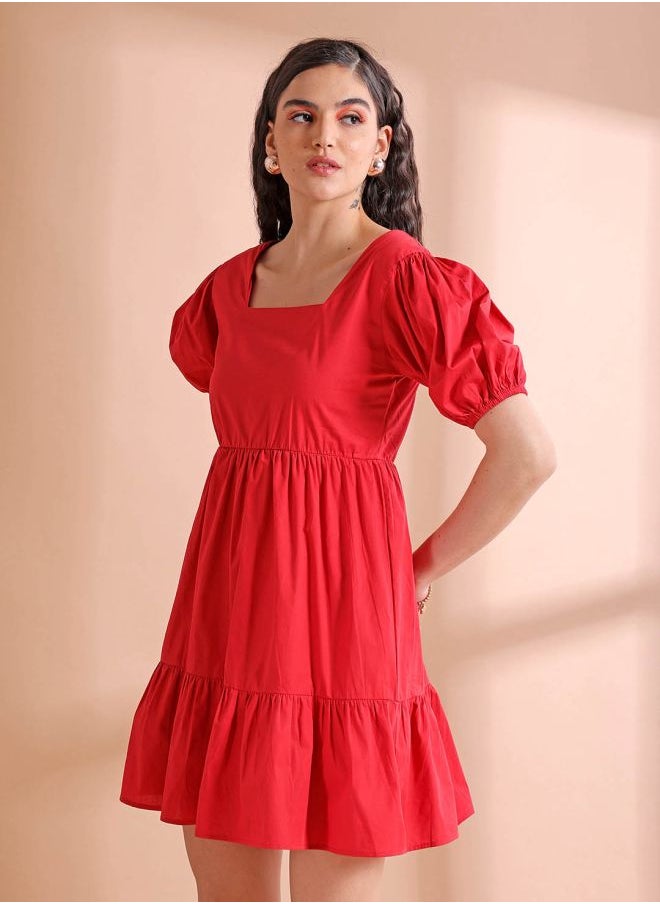 Freehand - Women Regular Fit Casual Solid Babydoll Dress - Image 1