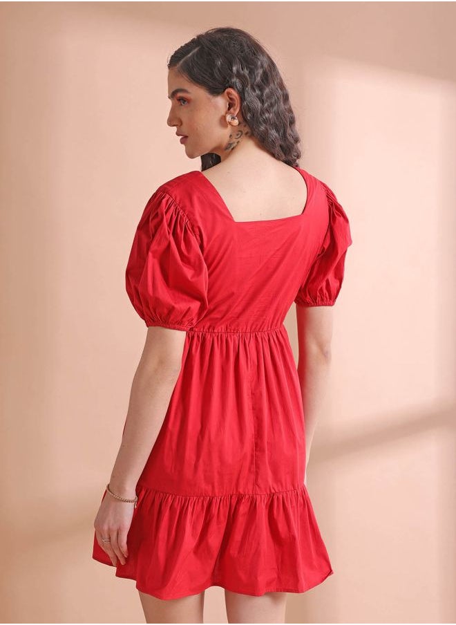 Freehand - Women Regular Fit Casual Solid Babydoll Dress - Image 1