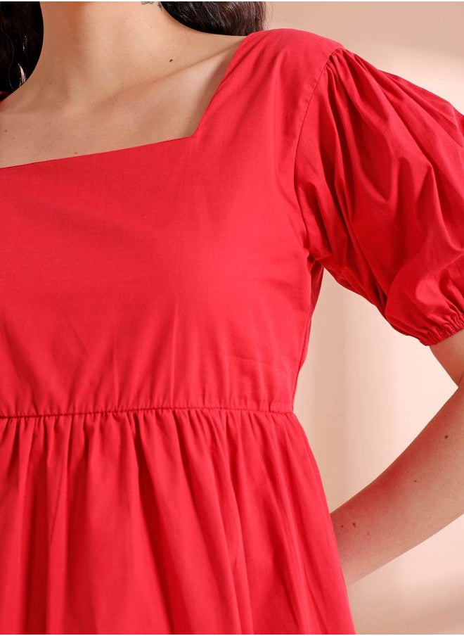 Freehand - Women Regular Fit Casual Solid Babydoll Dress - Image 1