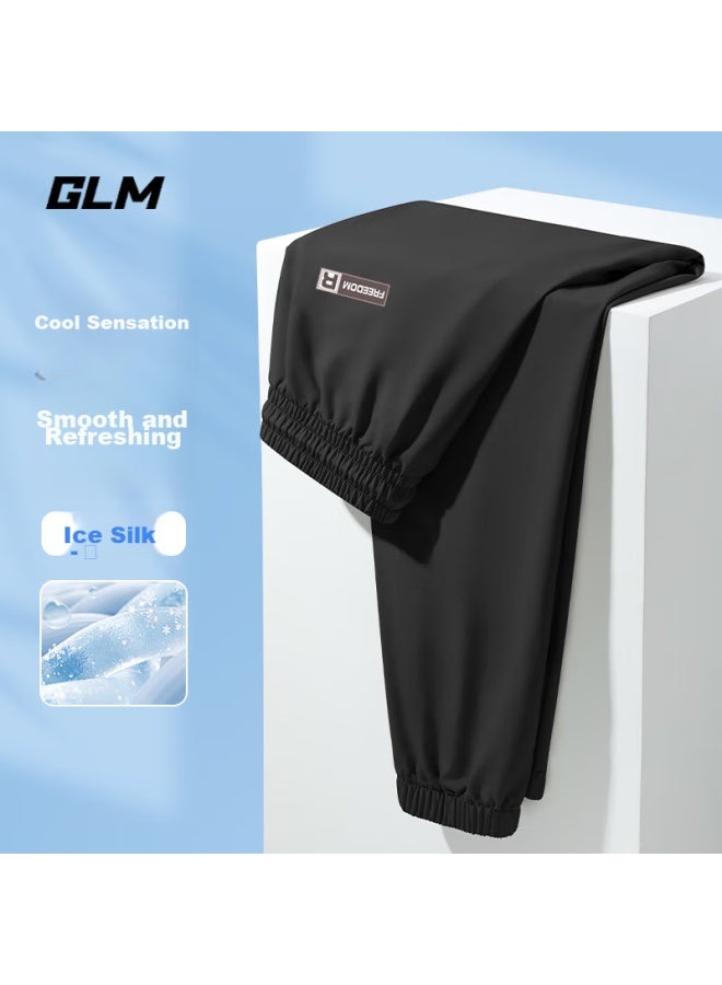 Glm Men's Pants, Summer Ice Silk Thin Breathable Quick-dry Joggers, Loose-fitting Sports Capri Pants For Men - Image 1
