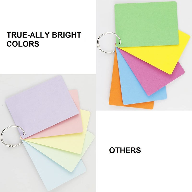True-Ally unruled Index Flash Cards - 3x5 inch, Colored, 75 Cards, 200 GSM - with Free Binder Rings for cue Cards, Cheat Sheets, exam, Interview Preparation (3x5 inch Colored - 75 Sheets) - Image 2