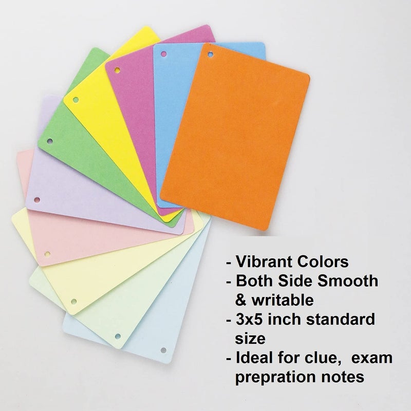 True-Ally unruled Index Flash Cards - 3x5 inch, Colored, 75 Cards, 200 GSM - with Free Binder Rings for cue Cards, Cheat Sheets, exam, Interview Preparation (3x5 inch Colored - 75 Sheets) - Image 1