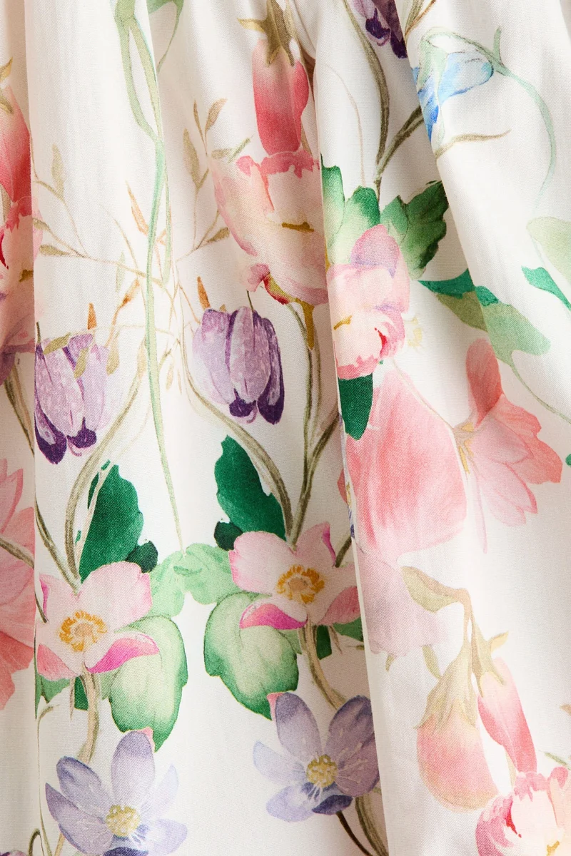 اتش اند ام فستان قطني بكشكشة مطاطية