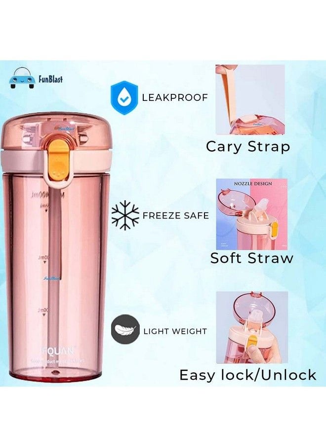 FunBlast - Sipper Bottle For Kidsbottle With Straw And Sipper Tumbler With Straw And Sipper Kids Bottles For Water Milk Cold Drinks And Juice Bpa Free Spill Proof Tumbler (Pink) - Image 1