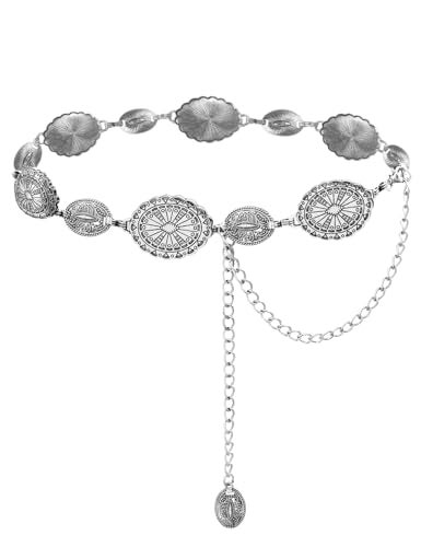 TOPACC Silver Concho Belts for Women Western Cowgirl Cowboy Metal Chain Belt for Dresses Jeans Country Concert Outfit - Image 3