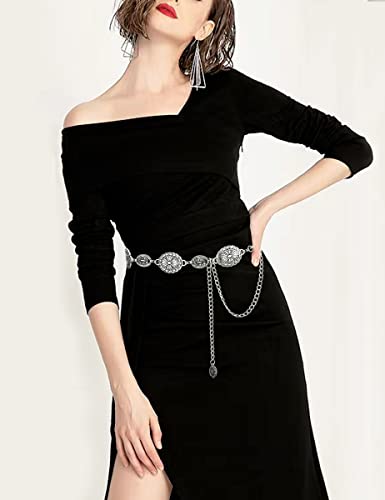 TOPACC Silver Concho Belts for Women Western Cowgirl Cowboy Metal Chain Belt for Dresses Jeans Country Concert Outfit - Image 5