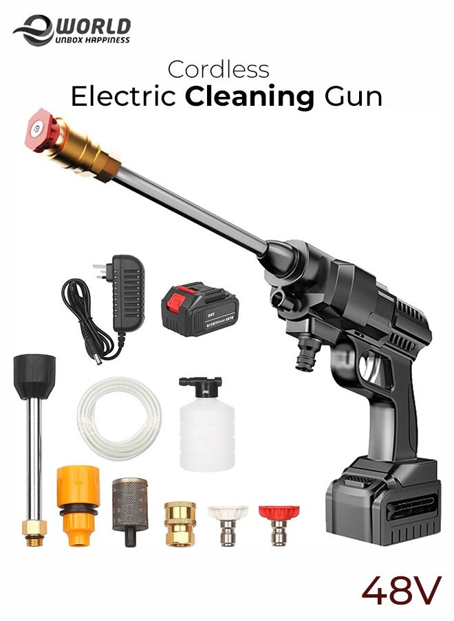 Eworld 48V Cordless Portable Washer Electric Cleaning Gun with 3 in 1 Adjustable Nozzle for Washing Car and Floors  - Image 1