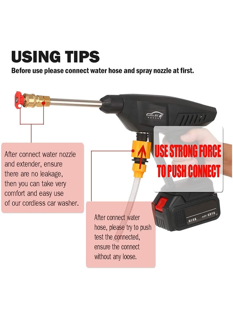 Eworld - 48V Cordless Portable Washer Electric Cleaning Gun with 3 in 1 Adjustable Nozzle for Washing Car and Floors - Image 1