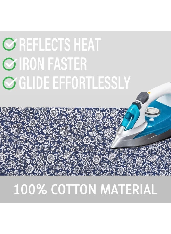 YOUWE7 Ironing Board Cover, 135 * 56cm Inch Standard Ironing Board Cover with Elastic Edge and Hook and Loop Fasteners Scorch and Stain Resistant Cotton Ironing Covers with Insulation Network (Navy) - Image 4