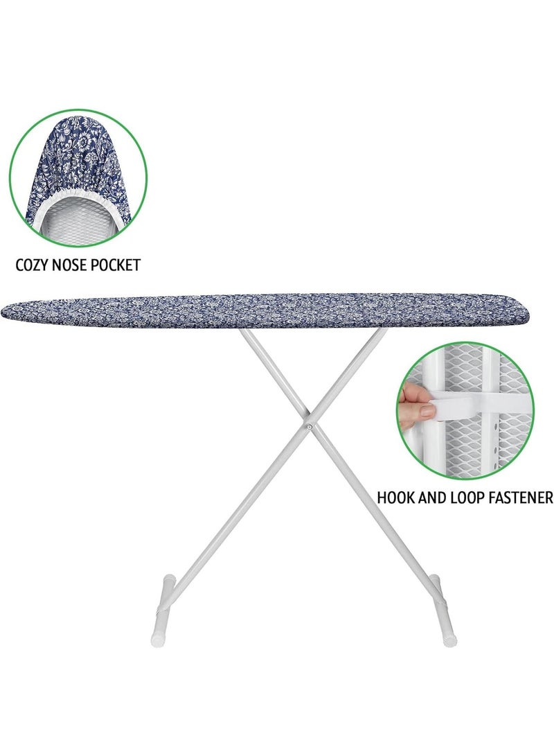 YOUWE7 Ironing Board Cover, 135 * 56cm Inch Standard Ironing Board Cover with Elastic Edge and Hook and Loop Fasteners Scorch and Stain Resistant Cotton Ironing Covers with Insulation Network (Navy) - Image 3