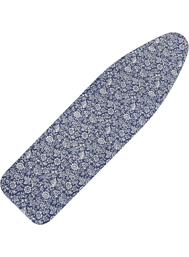 YOUWE7 Ironing Board Cover, 135 * 56cm Inch Standard Ironing Board Cover with Elastic Edge and Hook and Loop Fasteners Scorch and Stain Resistant Cotton Ironing Covers with Insulation Network (Navy) - Image 1