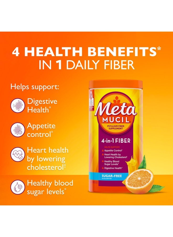 Metamucil Metamucil 4 in 1 Daily Fiber Supplement Powder, Fiber Powder for Digestive Health and Regularity*, Sugar-Free, Orange, Naturally Sourced Psyllium Fiber, 72 teaspoons - Image 3