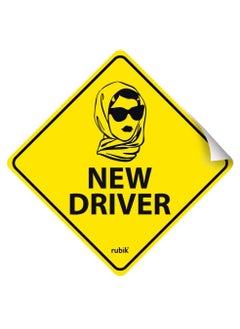 Rubik New Driver Car Sign Self Adhesive Sticker, Reflective Removable for Beginners Car SUV Van Drivers (Size 12cm x 12cm)  - Image 1