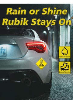 Rubik New Driver Car Sign Self Adhesive Sticker, Reflective Removable for Beginners Car SUV Van Drivers (Size 12cm x 12cm)  - Image 3