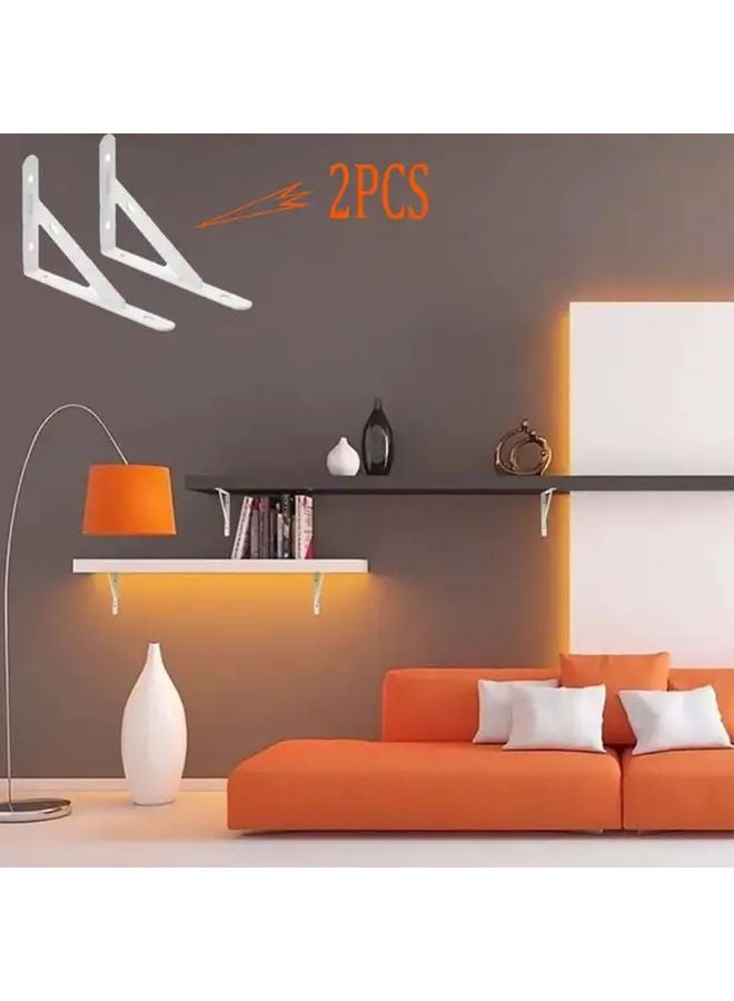 White Metal L Shaped Shelf Brackets 2pcs Multipurpose Wall Mounted Storage Supports - Image 1