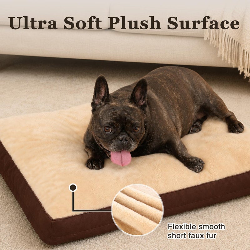 Dog Crate Bed Waterproof Deluxe Plush Dog Beds with Removable Washable Cover Anti-Slip Bottom Pet Sleeping Mattress for Large, Medium, Jumbo, Small Dogs, 29 x 18 inch, Brown | TPU Waterproof Layer, Easy Clean Cover, Soft Plush Surface, Durable Oxford Fabric, Non-Slip Bottom, For Medium Breeds ≤30lbs - Image 3