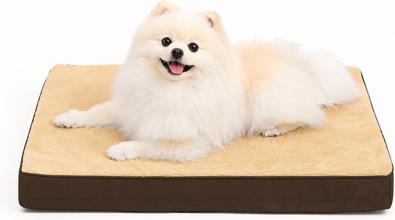 Dog Crate Bed Waterproof Deluxe Plush Dog Beds with Removable Washable Cover Anti-Slip Bottom Pet Sleeping Mattress for Large, Medium, Jumbo, Small Dogs, 29 x 18 inch, Brown | TPU Waterproof Layer, Easy Clean Cover, Soft Plush Surface, Durable Oxford Fabric, Non-Slip Bottom, For Medium Breeds ≤30lbs - Image 1