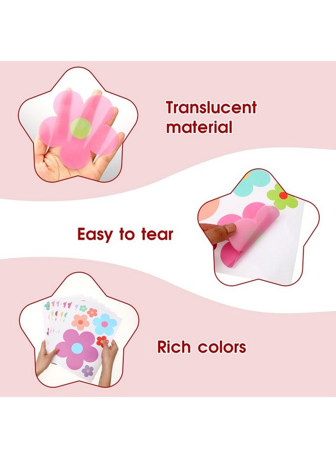 COMNICO 63pcs Cute Flowers Wall Sticker PVC Colorful Y2k Floral Wall Decor Vinyl Peel and Stick Flowers Stickers for Teen Girls Boy Kids Nursery Bedroom Kindergarten(9 Sheets, Bright Colors) - Image 3