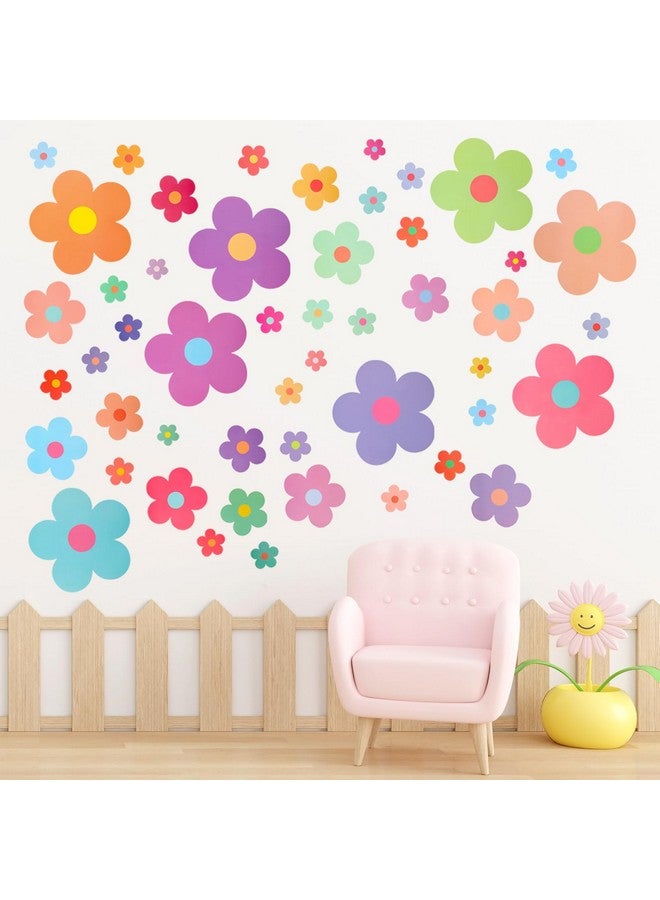 COMNICO 63pcs Cute Flowers Wall Sticker PVC Colorful Y2k Floral Wall Decor Vinyl Peel and Stick Flowers Stickers for Teen Girls Boy Kids Nursery Bedroom Kindergarten(9 Sheets, Bright Colors) - Image 5