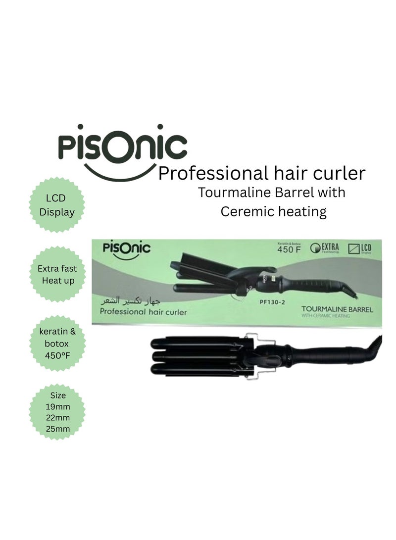 Pisonic Professional Barrel Hair Curler With Ceramic Heating ( 19, 22, 25 mm ) - Image 2