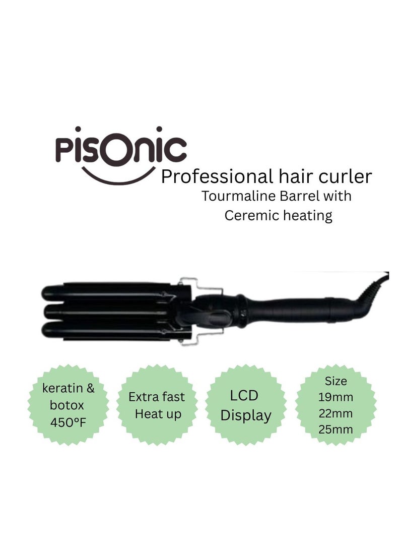 Pisonic Professional Barrel Hair Curler With Ceramic Heating ( 19, 22, 25 mm ) - Image 3
