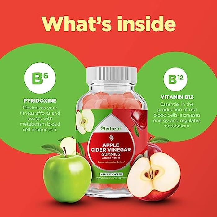 Phytoral Apple Cider Vinegar Gummies with the Mother - ACV Gummies with Mother for Adults for Immune Support Digestion Gut Health and Energy Support Supplement - Apple Cider Vinegar Gummy Vitamins for Adults - Image 5