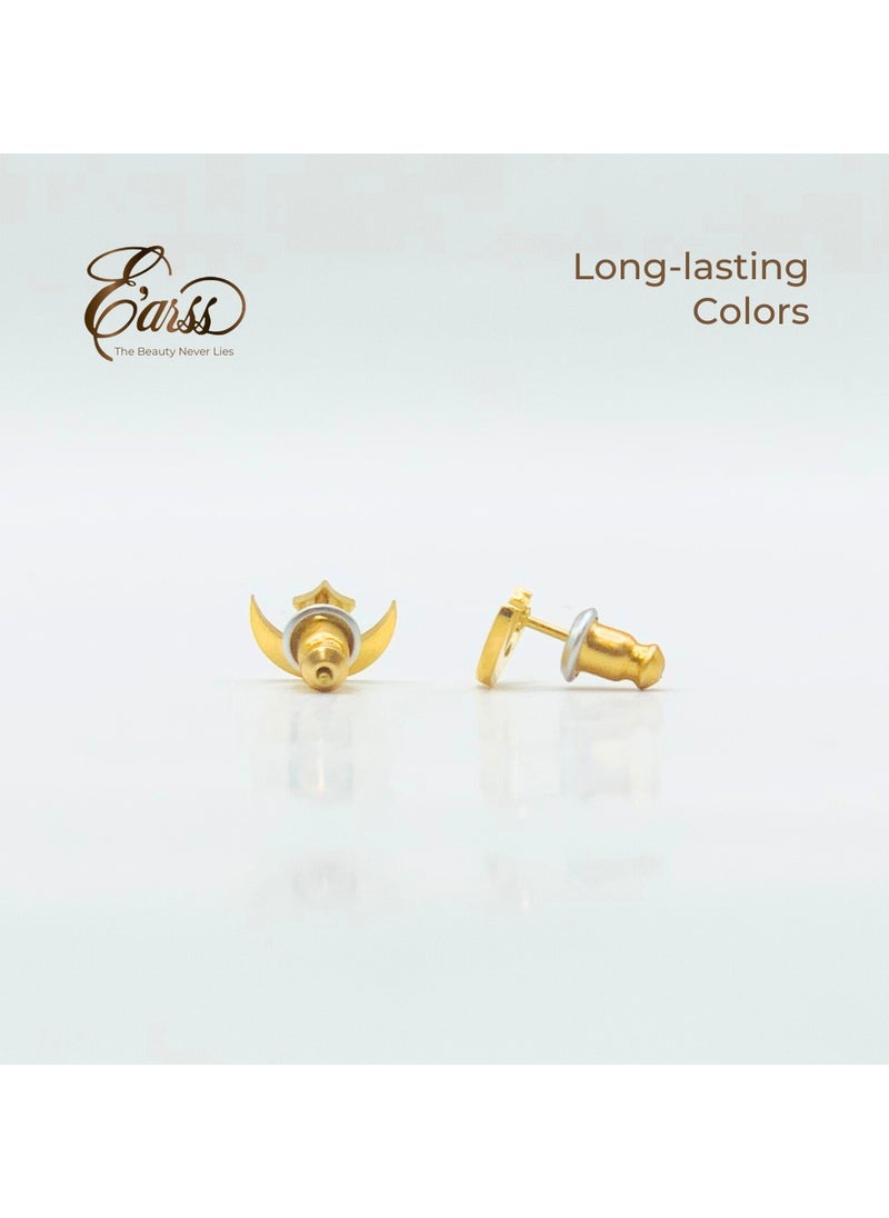 Earss Gold Moon Star Stud | Stainless Steel | 18K Gold Plated  - Image 4