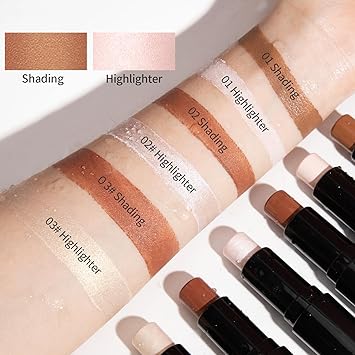 LuxoCare DoubleEnd Highlighter Shading Stick 2 in 1 Waterproof Cream Contour Highlighter LongLasting Smooth Face Professional Makeup Stick for All Skin Tones - Image 5