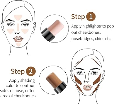 LuxoCare DoubleEnd Highlighter Shading Stick 2 in 1 Waterproof Cream Contour Highlighter LongLasting Smooth Face Professional Makeup Stick for All Skin Tones - Image 4