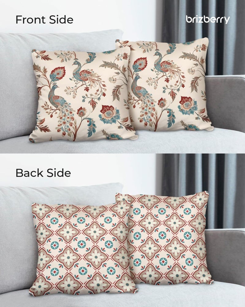 Brizberry® Designer Ethnic Decorative Soft Cotton Feel Premium Poly Cotton Throw Pillow Cushion Covers, Double Both, Set of 2 (Design 183, 16 x 16 Inch (Pack of 2)) - Image 2