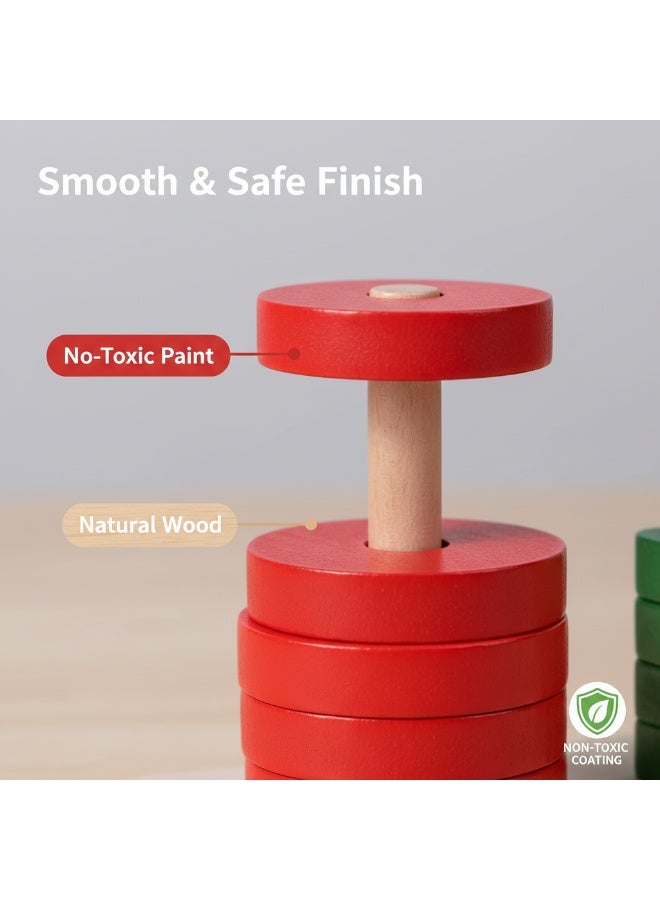 Y&D Children's Puzzle Set Column Building Blocks Wooden Colourful Ten-Storey Tower of Logic Puzzle Brain Teaser Intellectual Toy - Image 3