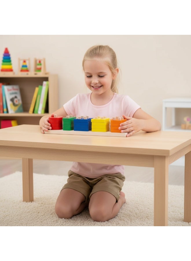 Y&D Children's Puzzle Set Column Building Blocks Wooden Colourful Ten-Storey Tower of Logic Puzzle Brain Teaser Intellectual Toy - Image 2