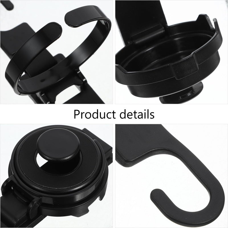 Car Back Seat Cup Holder With Headrest Hooks Portable Drink Bottle Holder For Truck SUV Black - Image 5
