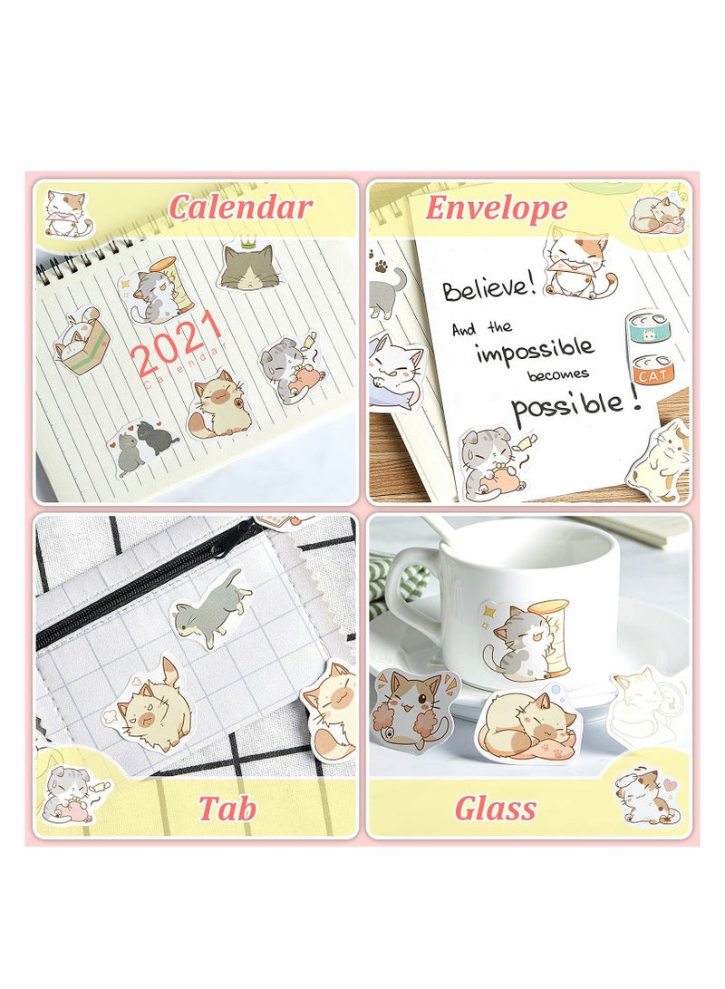 Excefore ملصقات بموضوع القطط، 2 صندوق/ 90 قطعة ملصقات قطط لطيفة لتزيين الدفاتر، ملصقات لاصقة لمشاريع القص واللصق للكمبيوتر المحمول، المخططات، الدفاتر، الحقائب، اليوميات، الألبومات - Image 4