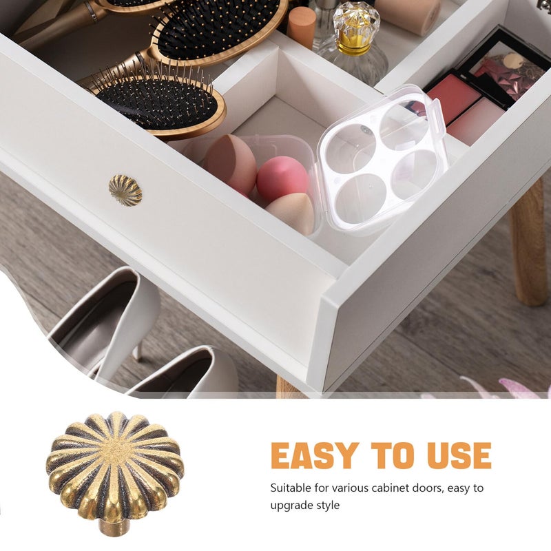 Vintage Brass Daisy Cabinet Knobs Drawer Pull Handles for Cupboard Dresser Shoe Cabinet - Image 4