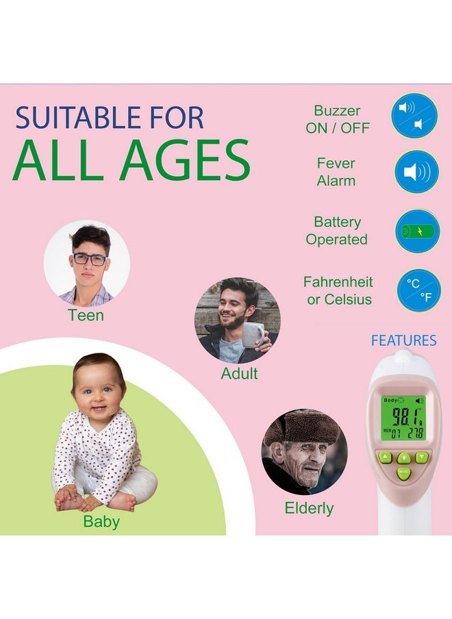 Elate - Non Contact/No Touch Digital Forehead Thermometer For Adults Kids And Babies. Accurate Hospital Medical Grade Touchless Temporal Thermometer Fsa Hsa Approved Pink - Image 1