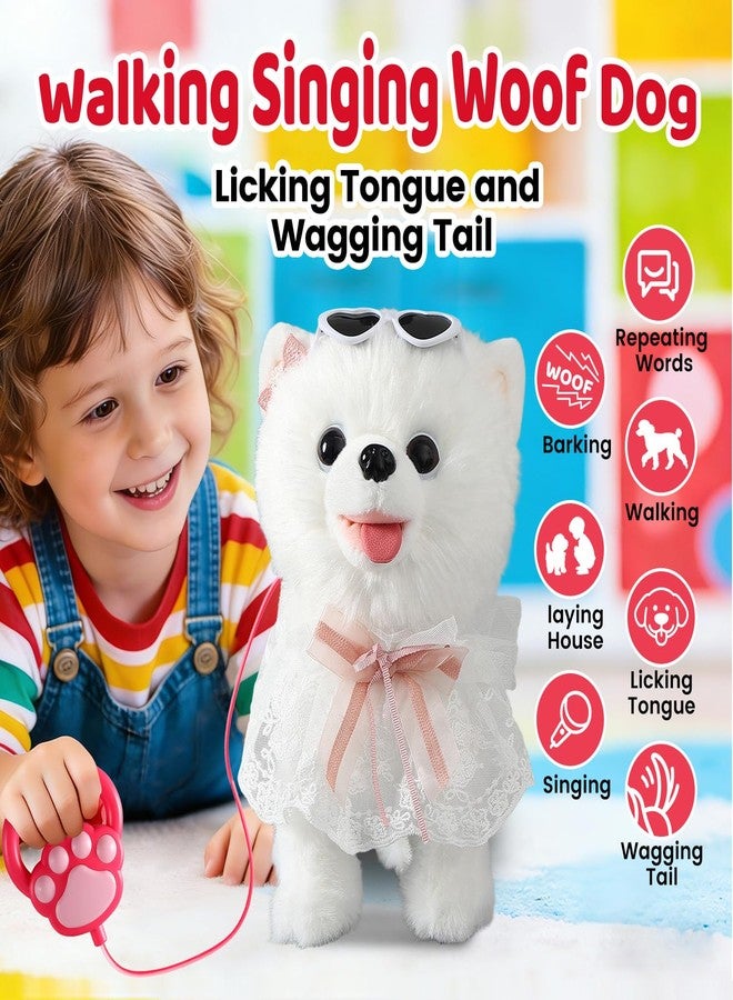 HCdoujoy Walking Barking Singing Samoyed Puppy Toy, Repeats What You Say, Realistic Licking Tongue Wagging Tail Mechanical Dog with Touch or Voice Control, Interactive Music Dancing Plush Pet for Kids - Image 2