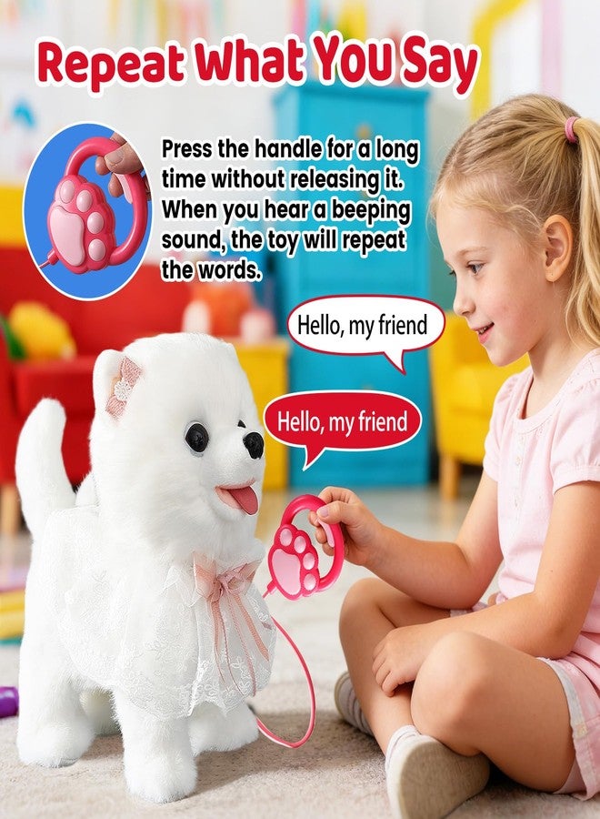 HCdoujoy Walking Barking Singing Samoyed Puppy Toy, Repeats What You Say, Realistic Licking Tongue Wagging Tail Mechanical Dog with Touch or Voice Control, Interactive Music Dancing Plush Pet for Kids - Image 5