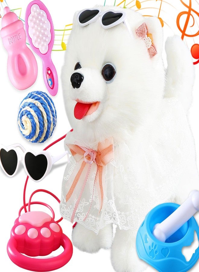 HCdoujoy Walking Barking Singing Samoyed Puppy Toy, Repeats What You Say, Realistic Licking Tongue Wagging Tail Mechanical Dog with Touch or Voice Control, Interactive Music Dancing Plush Pet for Kids - Image 1