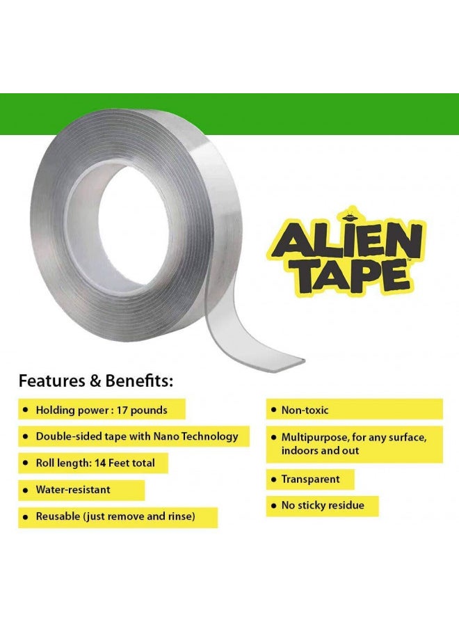 Bell Howell Alientape Nano Double Sided Tape, Multipurpose Removable Adhesive Transparent Grip Mounting Tape Washable Strong Sticky Heavy Duty for Carpet Photo Frame Poster Décor As Seen On TV  - Image 2