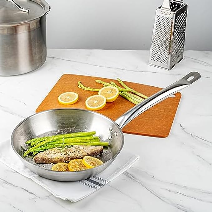 Restaurantware Stainless Steel Induction Ready 10 Fry Pan Small Frying Pan  NonStick  Heavy Duty Professional Commercial Grade  1Ct Box  Met Lux - Image 3