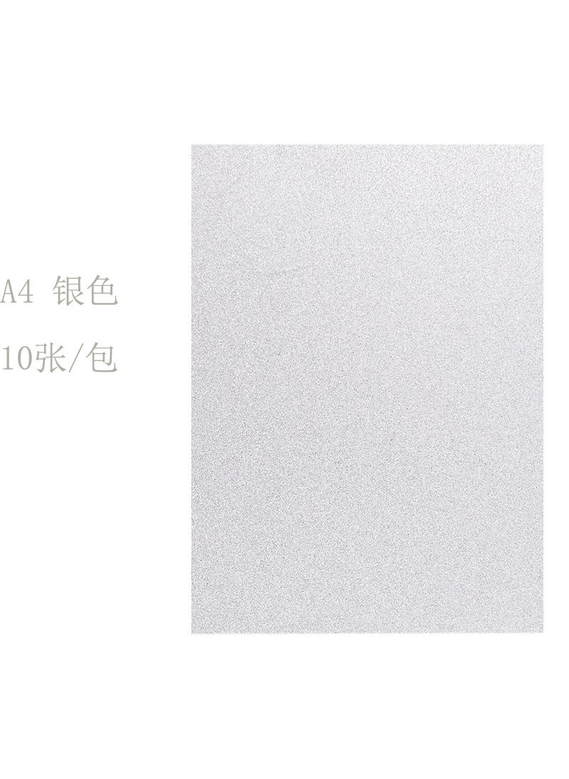 Generic Glitter A4 Cardstock 250g DIY Craft Color Embossed Paper 250g silver pack [10]] 